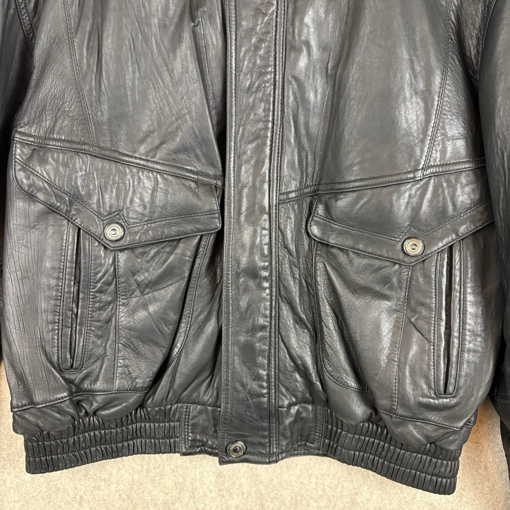Vintage Members Only Soft Leather Jacket Mens XL Black Bomber 90s Oversized Moto - Picture 3 of 14